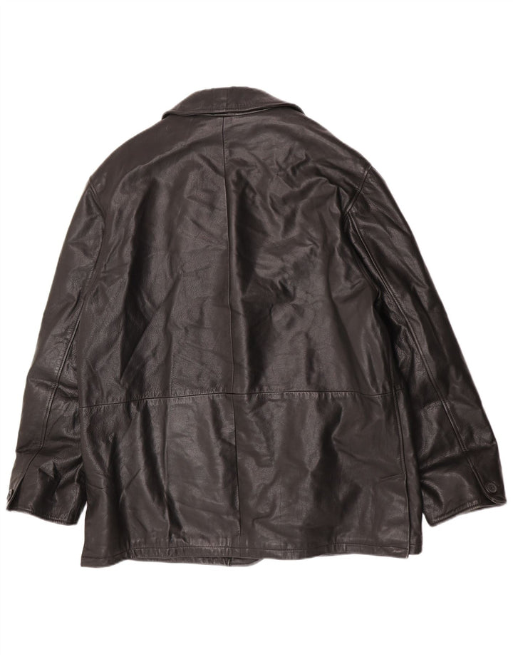 Винтажная мужская кожаная куртка IT 52 XL Черная кожа