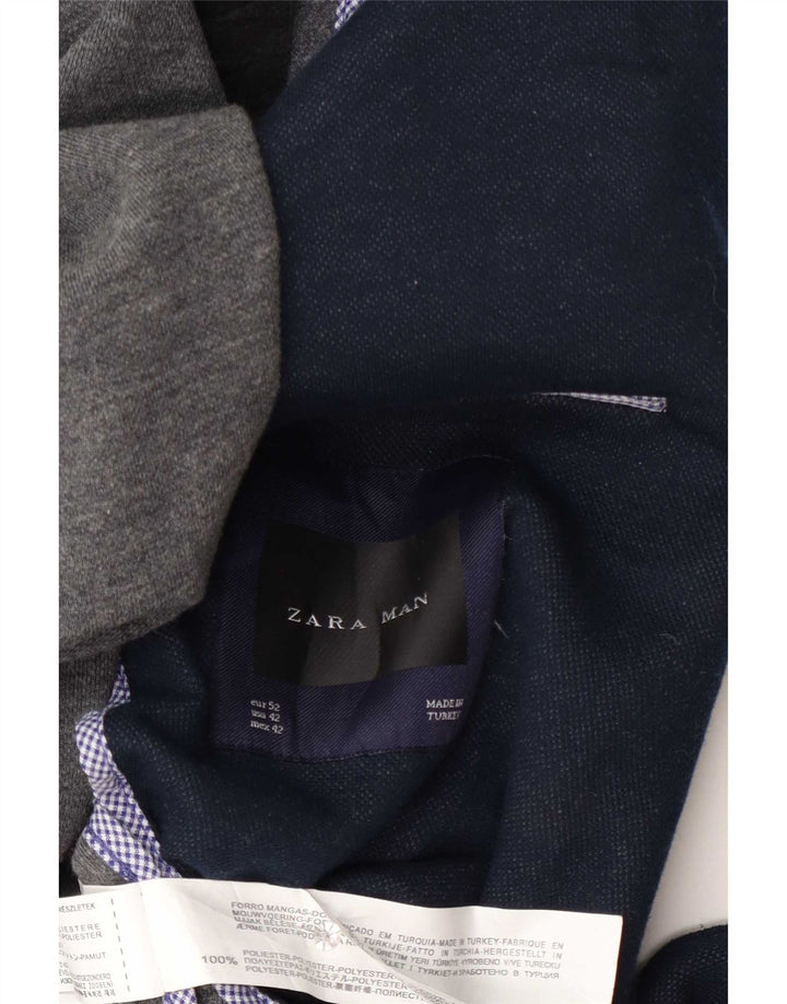 Мужской пиджак Zara на 2 пуговицах EU 52, большой темно-синий полиэстер