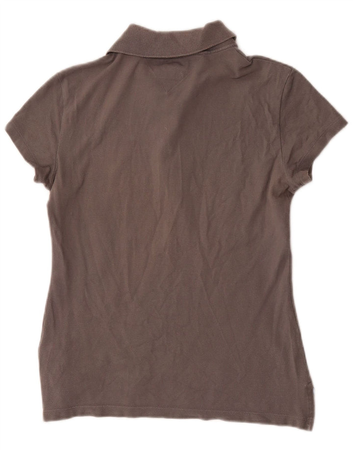 Женская рубашка-поло приталенного кроя Tommy Hilfiger UK 12, средний серый хлопок