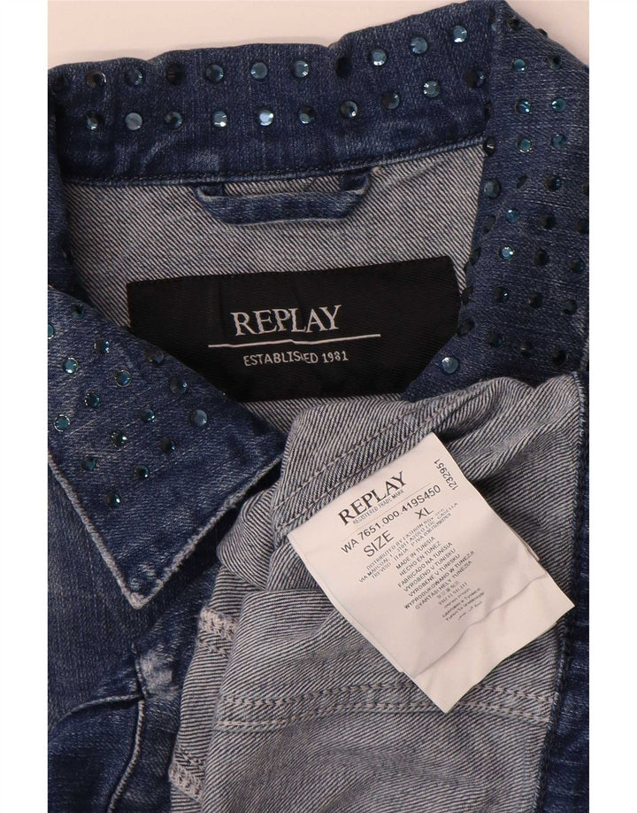 Женская джинсовая куртка Replay UK 18 XL, синяя, хлопок