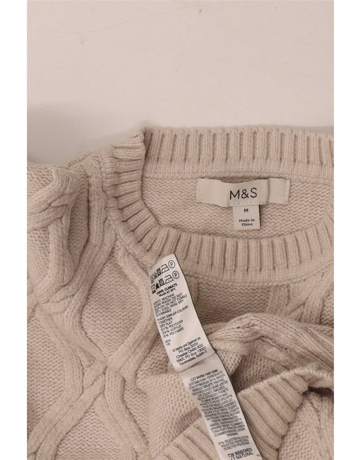 Женский укороченный джемпер с круглым вырезом Marks & Spencer UK 14, средний бежевый