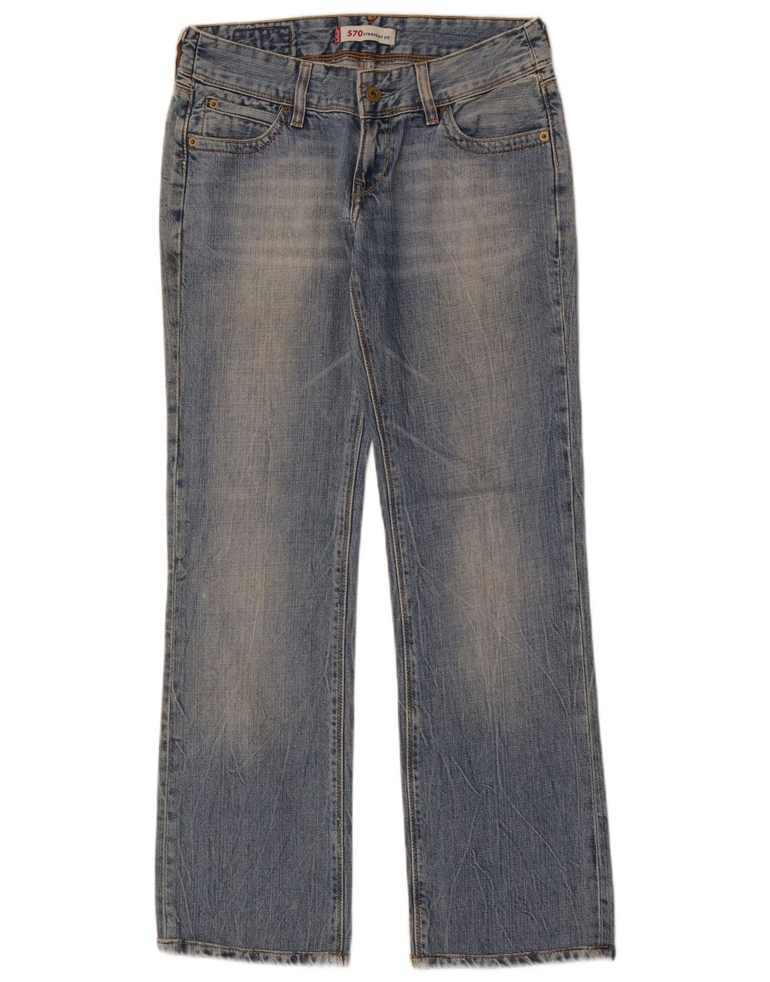 Женские прямые джинсы Levi's 570 W28 L30 синие, хлопок