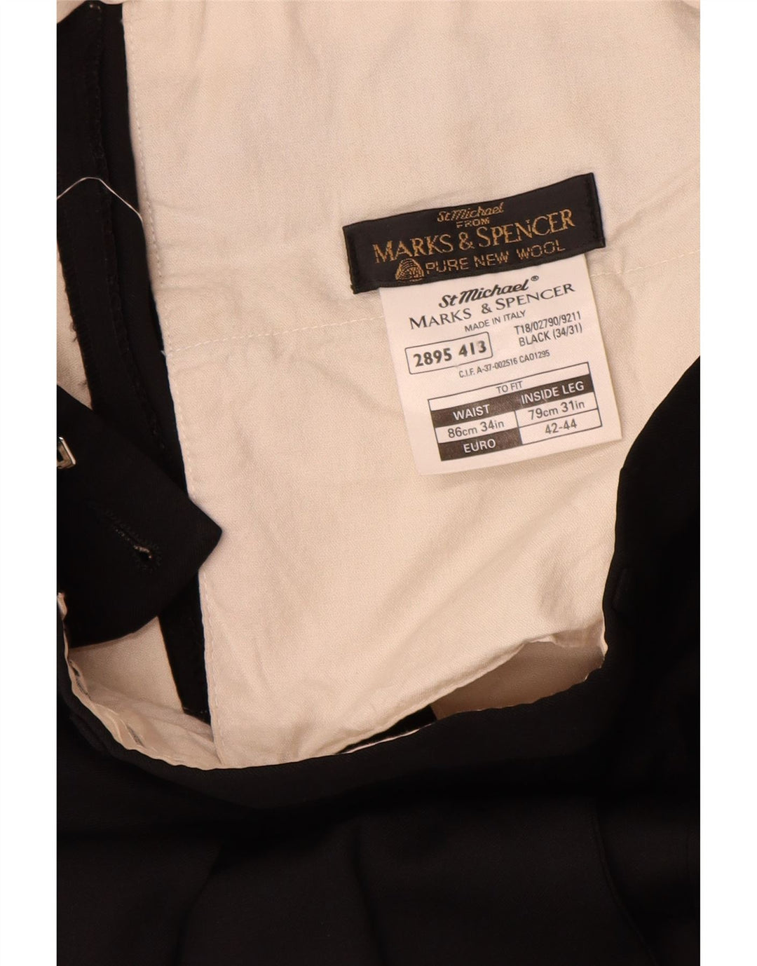 Мужские костюмные брюки Marks & Spencer W34 L31 черные шерстяные