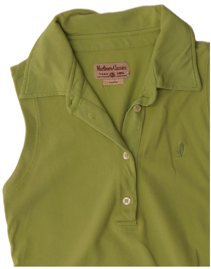 Женская рубашка поло без рукавов MARLBORO CLASSICS UK 14, большой зеленый хлопок