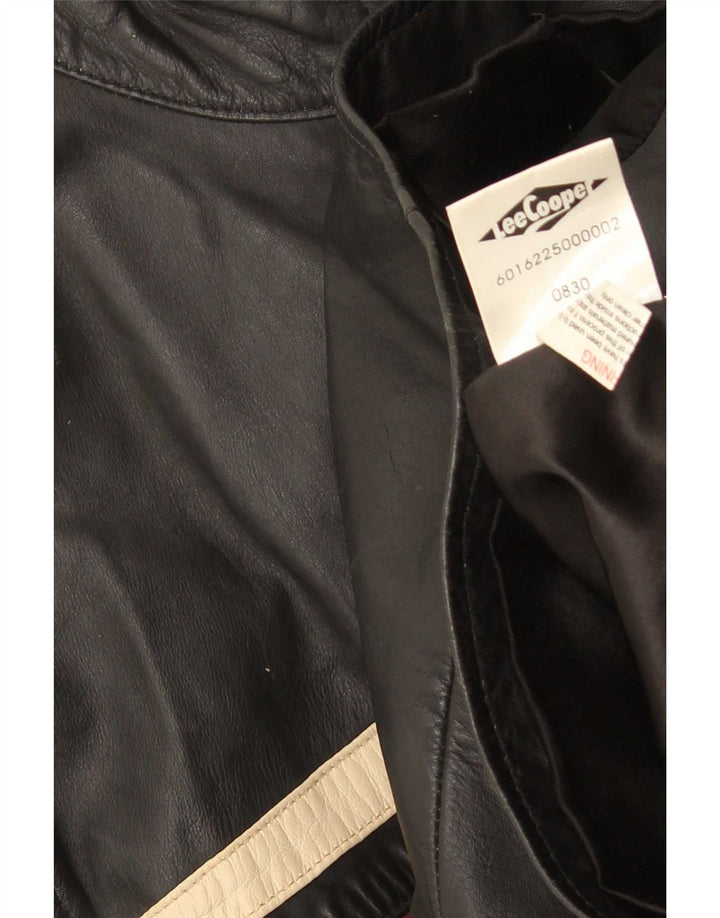 Мужская кожаная куртка Lee Cooper UK 38 средняя черная в полоску