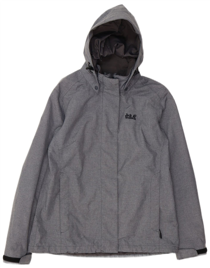 JACK WOLFSKIN Женская водонепроницаемая куртка с капюшоном UK 12 Средний серый полиэстер
