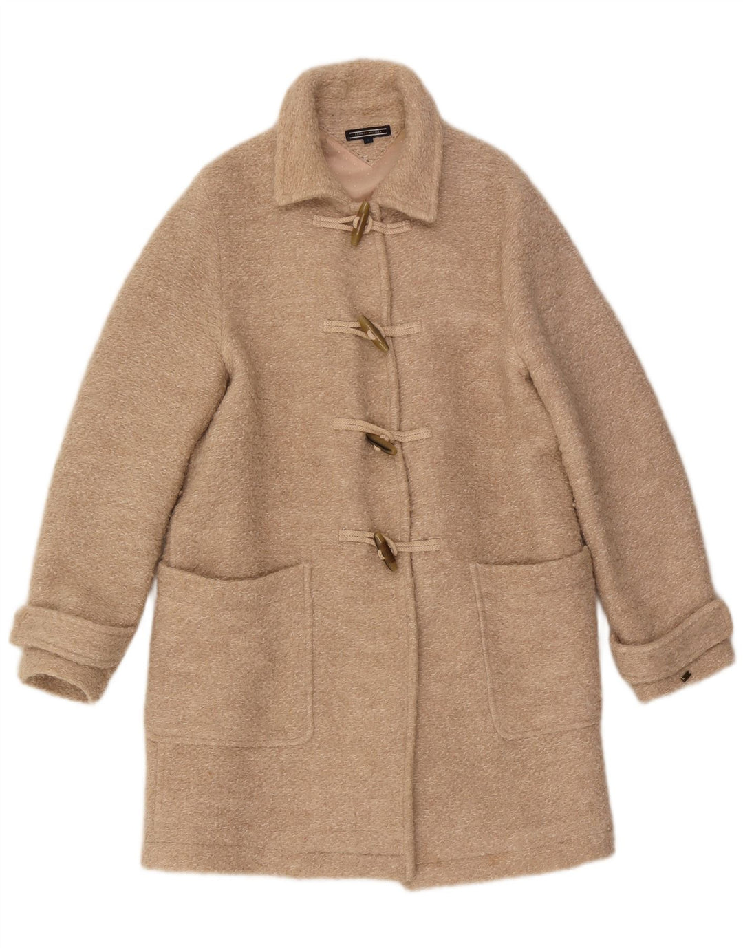 Женский дафлкот Tommy Hilfiger UK 10, маленький, бежевый, шерстяной