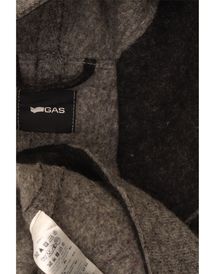 Женское бушлат с капюшоном Gas UK 14, шерсть среднего серого цвета