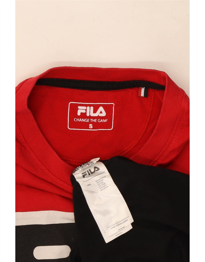 Мужская футболка Fila с графическим рисунком, маленький разноцветный хлопок с цветными блоками