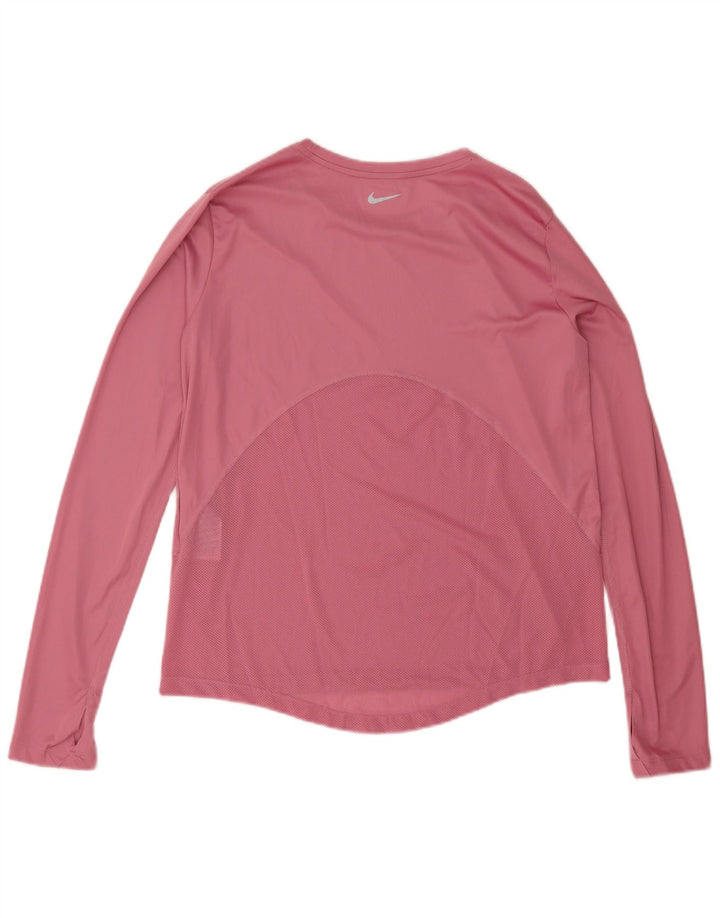 Женский топ NIKE Dri Fit с длинным рукавом UK 12, полиэстер среднего розового цвета