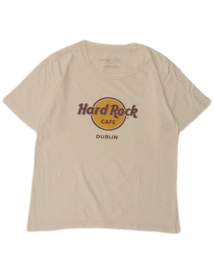 Женская футболка с рисунком Hard Rock Cafe Dublin Top UK 18 XL, белый хлопок