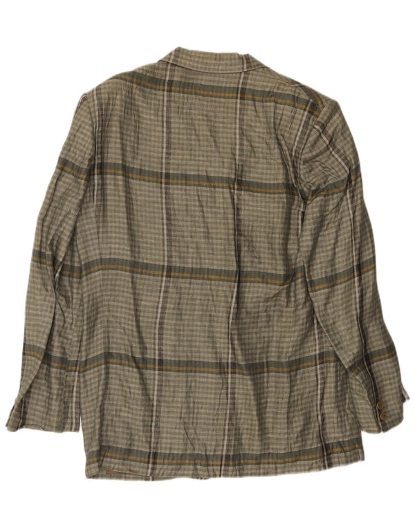 Мужской пиджак Luciano Soprani на 1 пуговице, Великобритания 38, средний серый лен в клетку