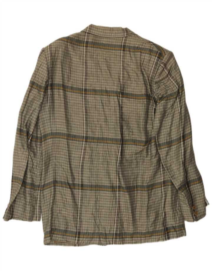 Мужской пиджак Luciano Soprani на 1 пуговице, Великобритания 38, средний серый лен в клетку