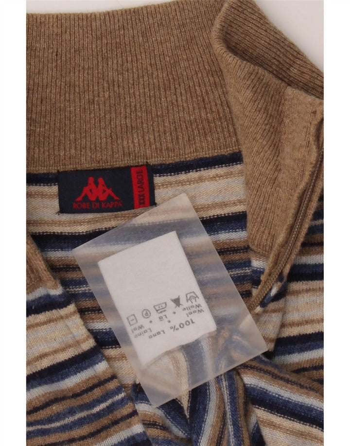 Мужской свитер Kappa с воротником на молнии 3XL, шерсть в разноцветную полоску