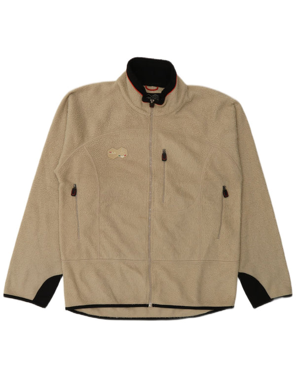 Мужская флисовая куртка Fila UK 40, большая, бежевая, полиэстер с цветными блоками