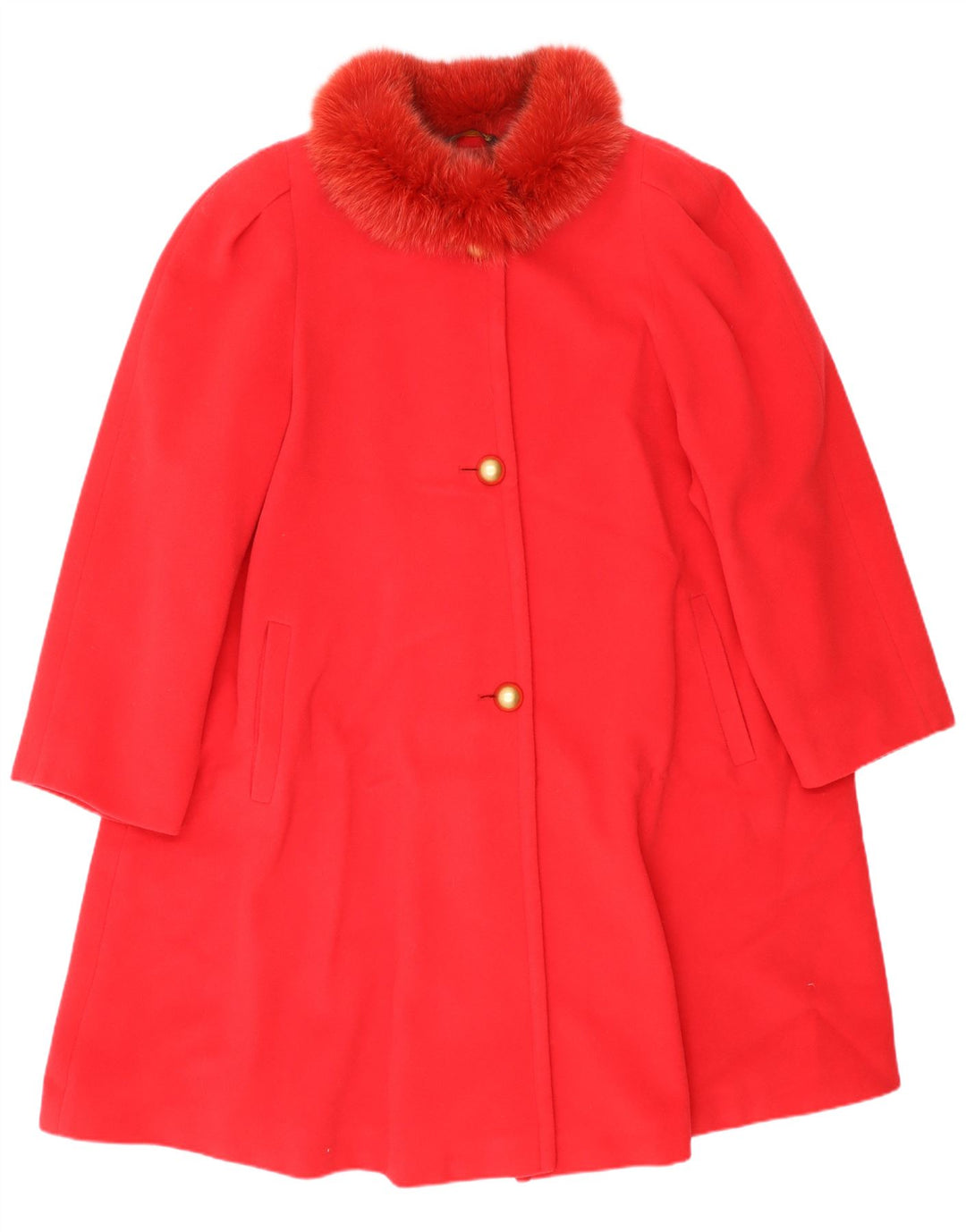 Винтажное женское пальто оверсайз IT 44 Medium Red Wool