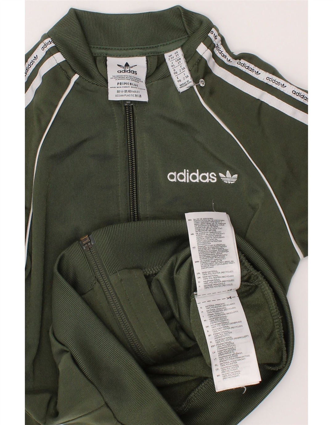 Спортивный костюм Adidas для девочек с графическим рисунком, верхняя куртка, 2–3 года, зеленый полиэстер
