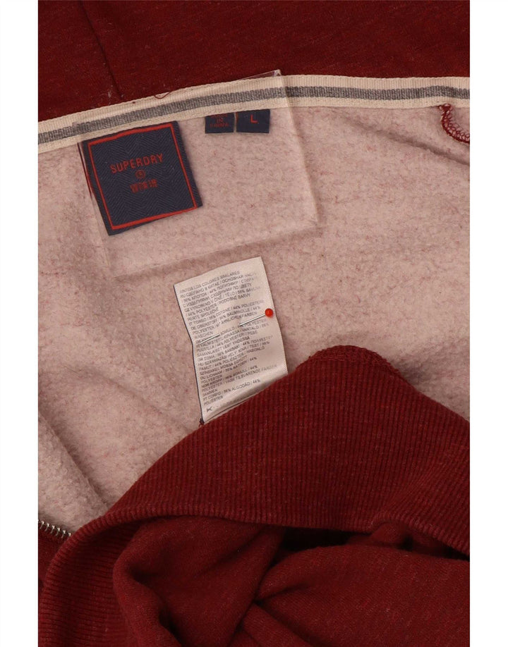 Мужской свитер с капюшоном на молнии Superdry, большой красный, хлопковый