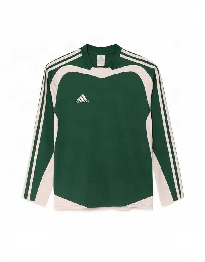 Мужской топ Adidas Climalite с длинным рукавом, маленький зеленый, полиэстер с цветными блоками