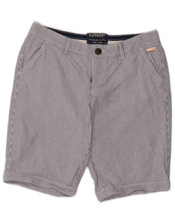 Женские шорты чинос Superdry UK 8, маленькие, W30, синие, хлопок в тонкую полоску