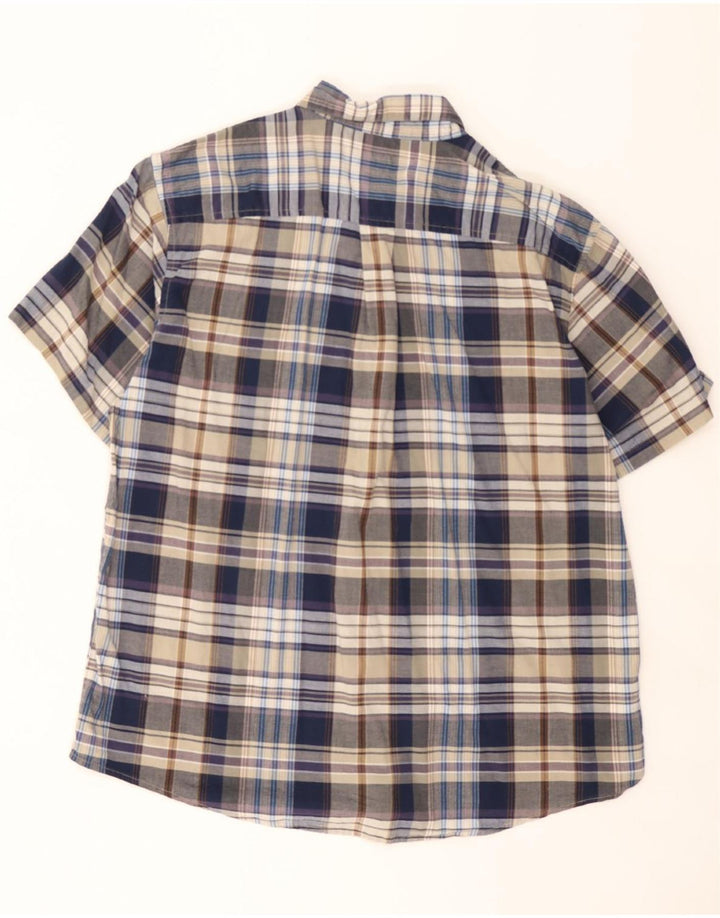 EDDIE BAUER Mens Classic Fit Short Sleeve Shirt Large Navy Blue Check Vintage Eddie Bauer and Second-Hand Eddie Bauer from Messina Hembry 