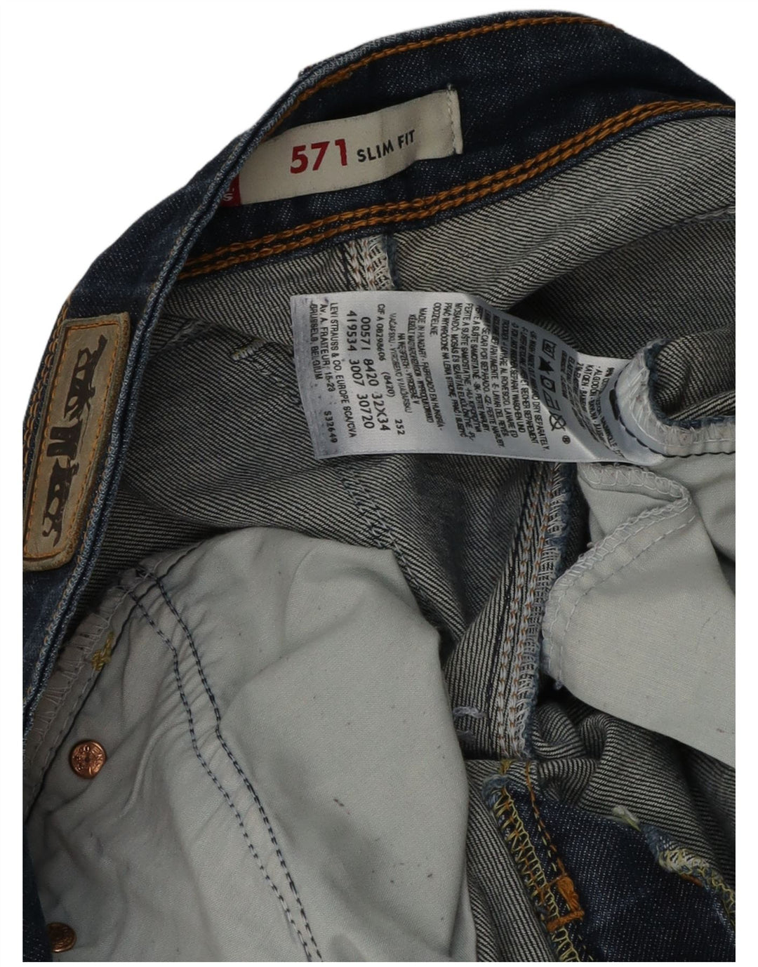 Женские джинсы Levi's Slim 571 W32 L30, темно-синие, хлопок