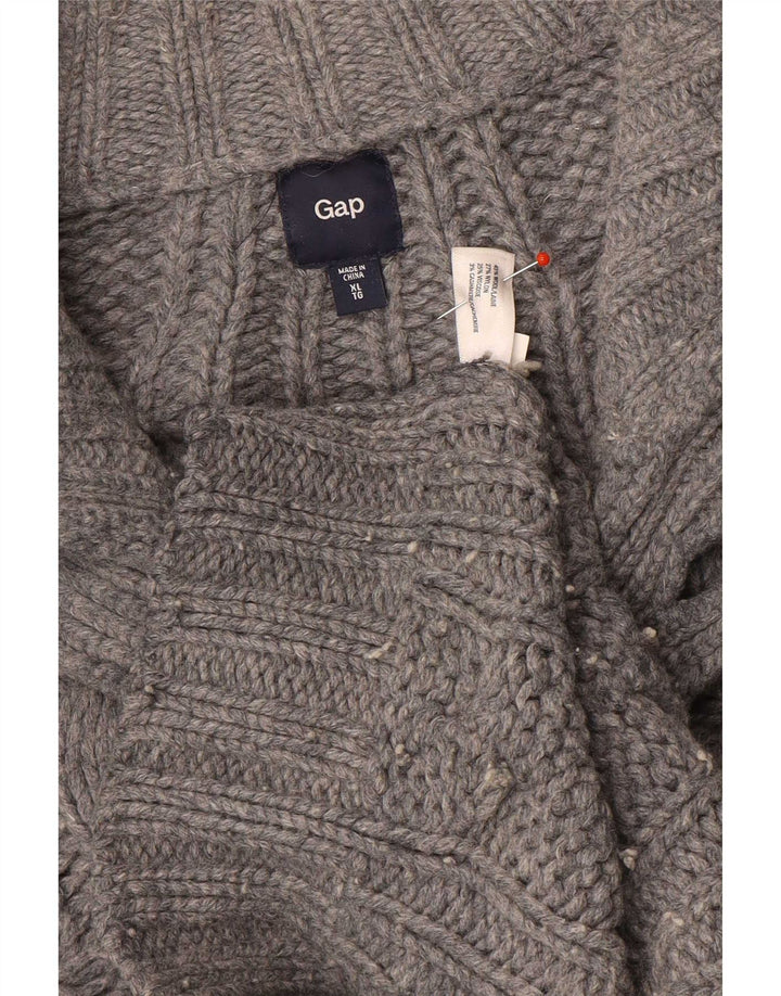 Мужской джемпер с воротником на пуговицах Gap XL, серый шерстяной свитер