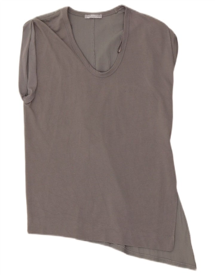 Женская асимметричная блузка Zara Top UK 10, маленькая, серая, вискоза