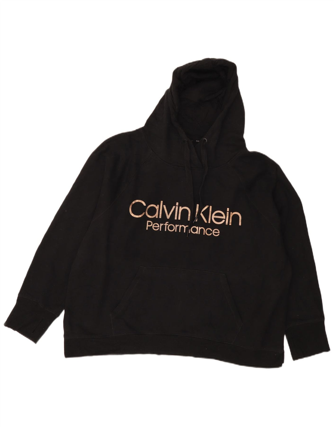 CALVIN KLEIN Женский джемпер с капюшоном оверсайз с графическим рисунком UK 18 XL, черный хлопок