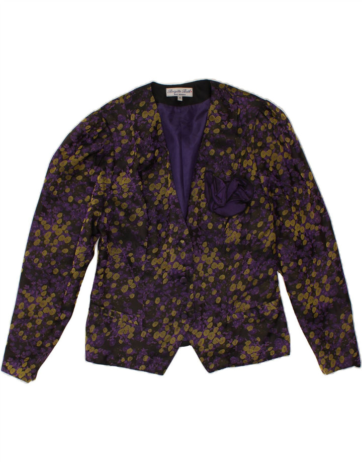 VINTAGE Womens Abstract Pattern 3 Button Blazer Jacket EU 38 Medium Purple Vintage Vintage and Second-Hand Vintage from Messina Hembry 