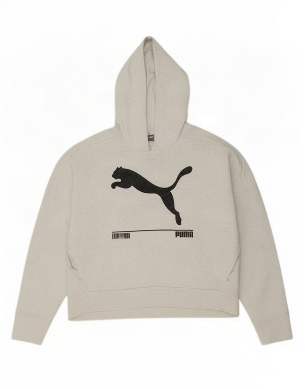 Женский джемпер с капюшоном Puma UK 14, хлопок среднего серого цвета
