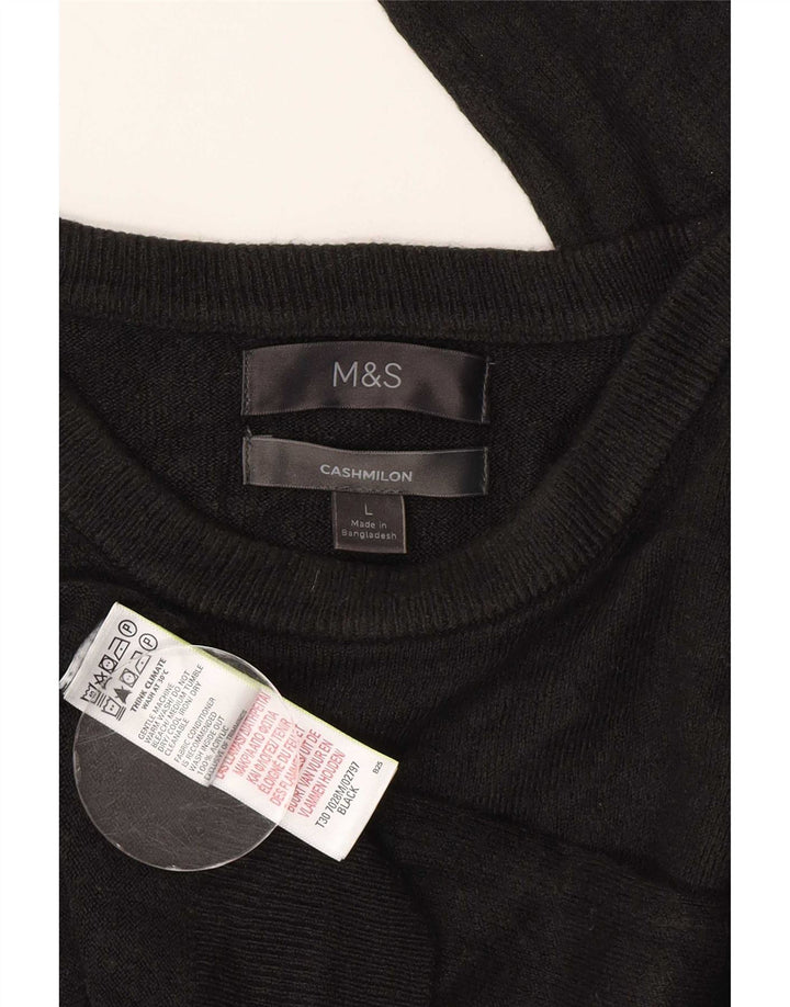 Мужской джемпер с круглым вырезом Marks & Spencer, большой черный акрил