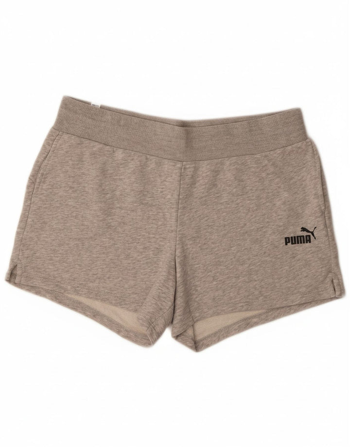 PUMA Womens Sport Shorts UK 16 Large Grey Cotton
