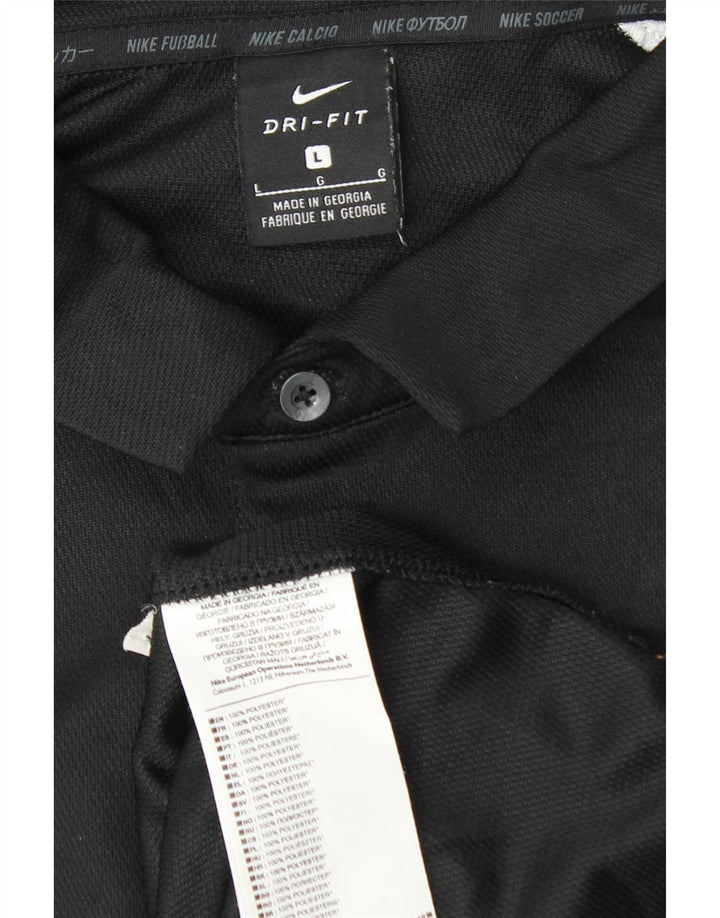 Мужская рубашка-поло с графическим рисунком Nike Dri Fit, большая черная полиэстер с цветными блоками
