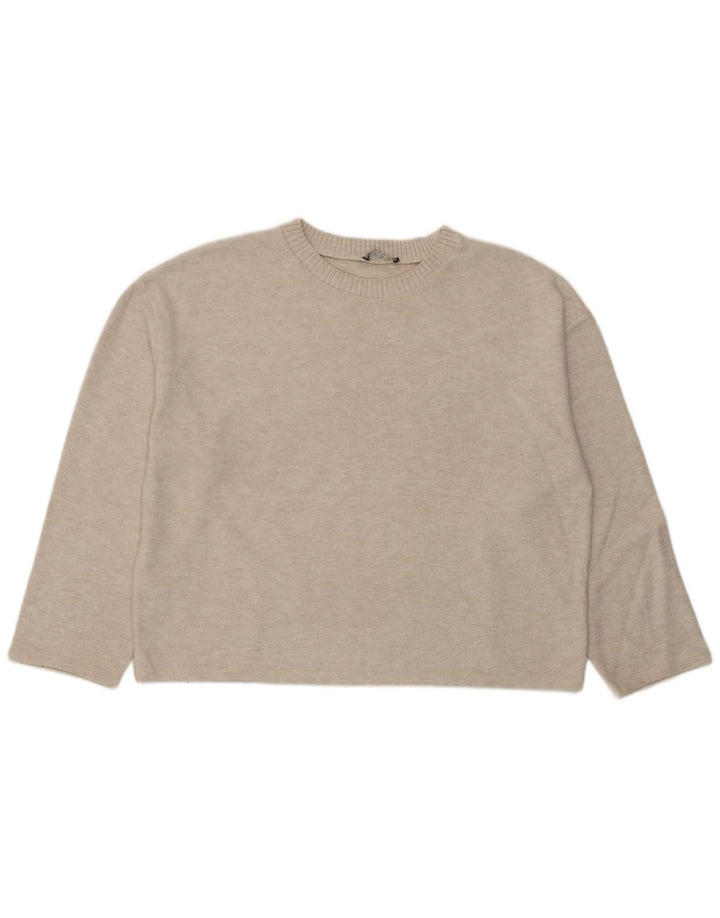 Женский оверсайз-топ Zara с длинным рукавом UK 16, большой Off White