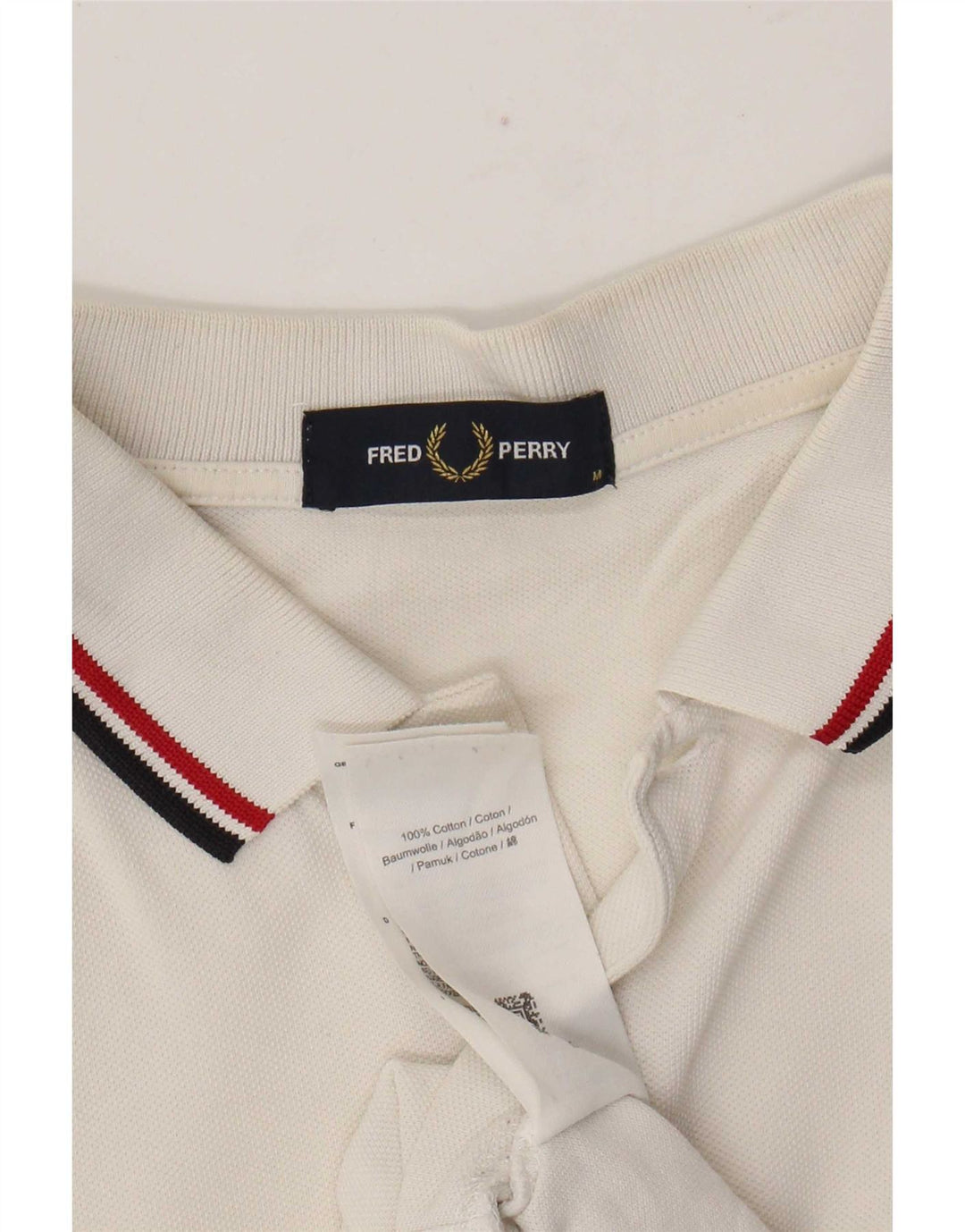 Мужская рубашка поло Fred Perry среднего размера, белый хлопок