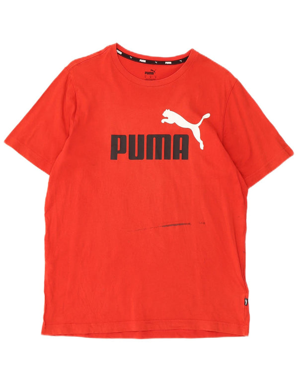 Мужская футболка с рисунком PUMA, хлопковая, среднего красного цвета