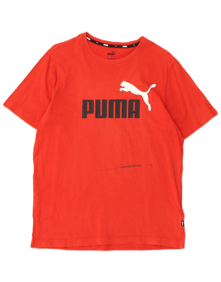 Мужская футболка с рисунком PUMA, хлопковая, среднего красного цвета
