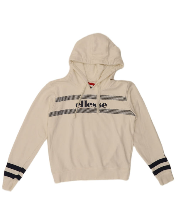 Женский укороченный джемпер с капюшоном Ellesse UK 10, маленький размер, белая полоска