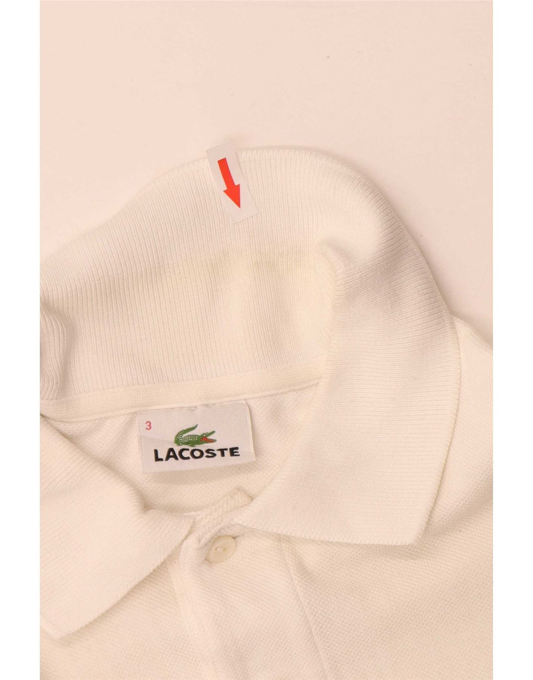Мужская рубашка-поло Lacoste, размер 3, маленькая, белый хлопок