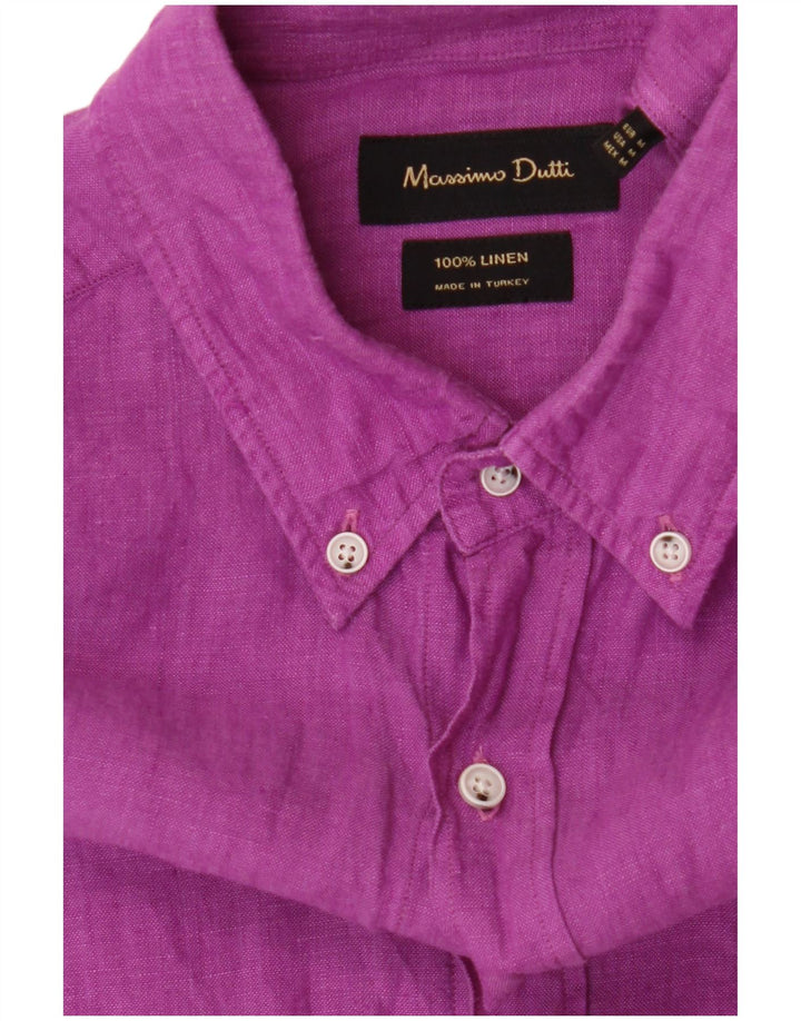 Мужская рубашка Massimo Dutti, льняная, фиолетового цвета