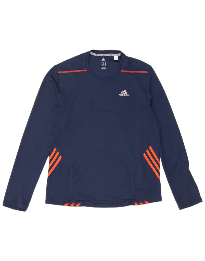Мужской топ ADIDAS Climalite с длинным рукавом, средний темно-синий, полиэстер