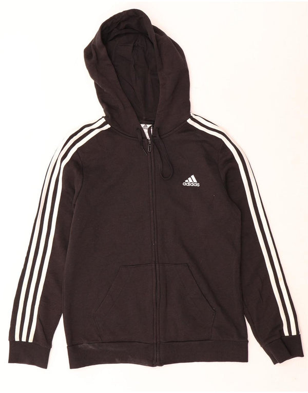 Женский свитер с капюшоном на молнии Adidas UK 12/14, средний черный, хлопок с цветными блоками