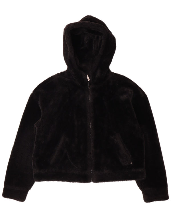 UGG Womens Hooded Fleece Jacket UK 14 Medium Black Polyester