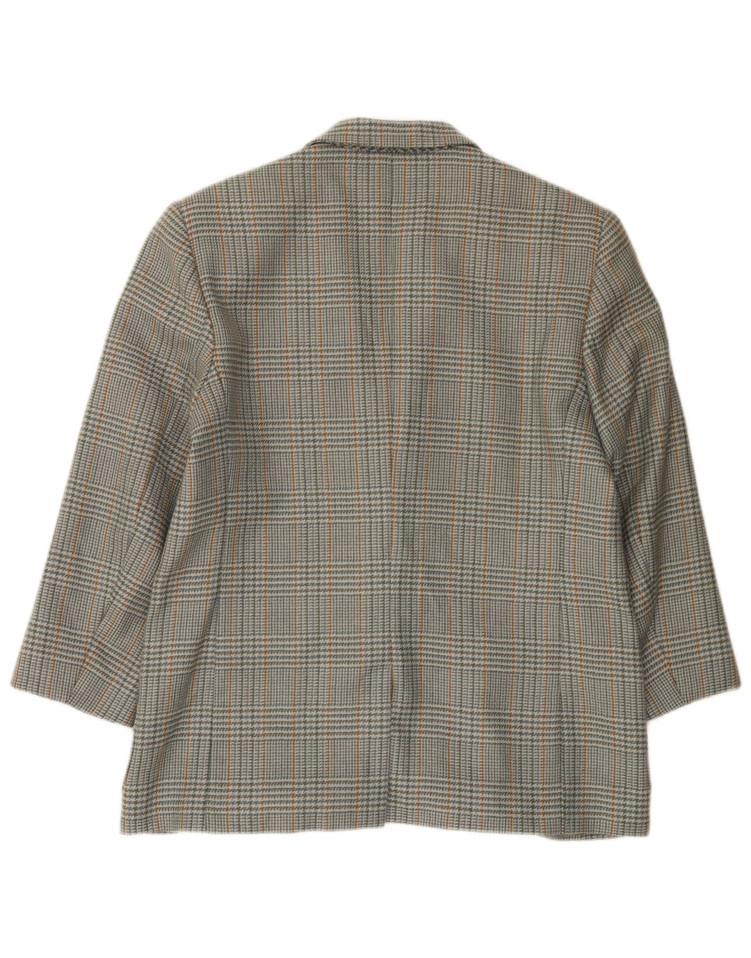 Винтажный женский пиджак на двух пуговицах IT 46, большой серый, шерсть с узором «гусиные лапки»