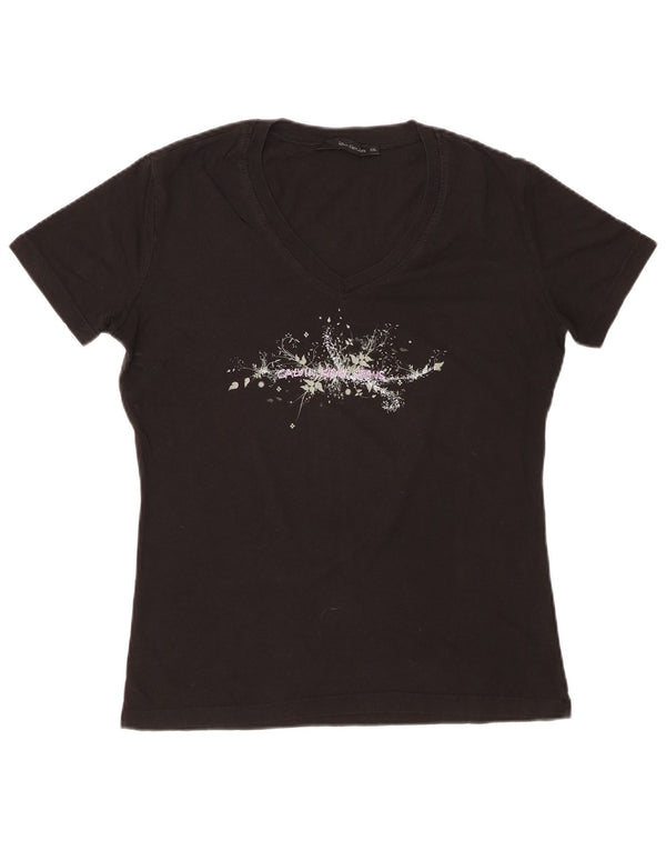 CALVIN KLEIN JEANS Женская футболка с рисунком Top UK 20 2XL Черный