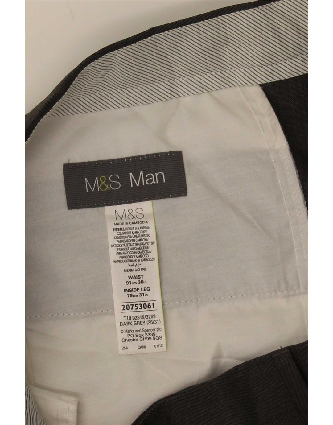 Мужские костюмные брюки Marks & Spencer W36 L31 серые из полиэстера