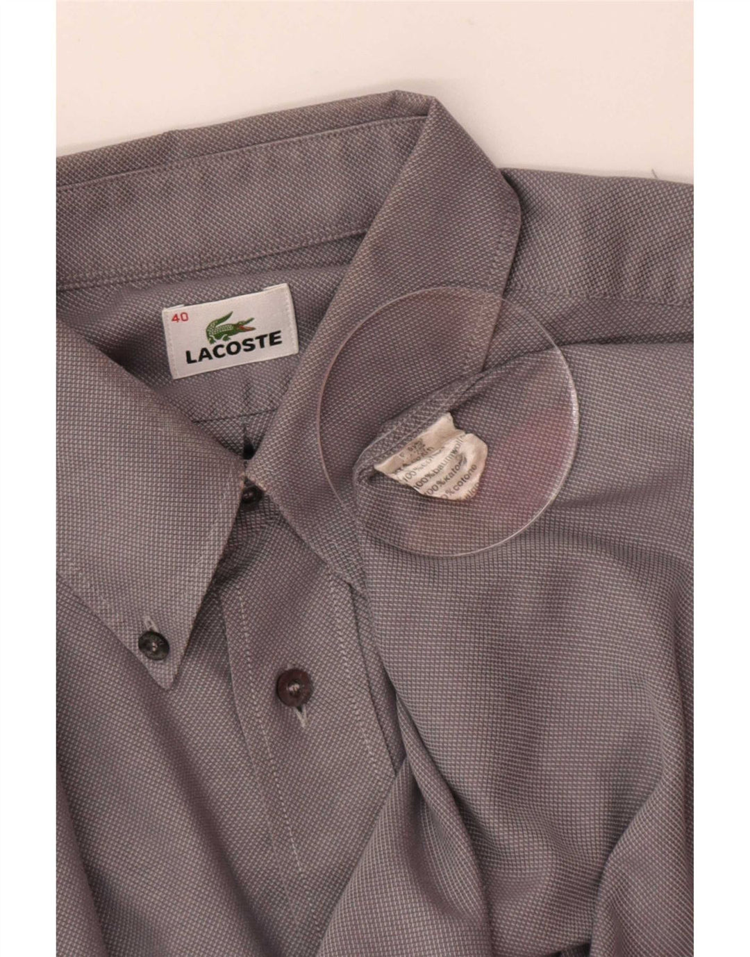 Lacoste Mens Shirt Size 40 Medium Grey Cotton