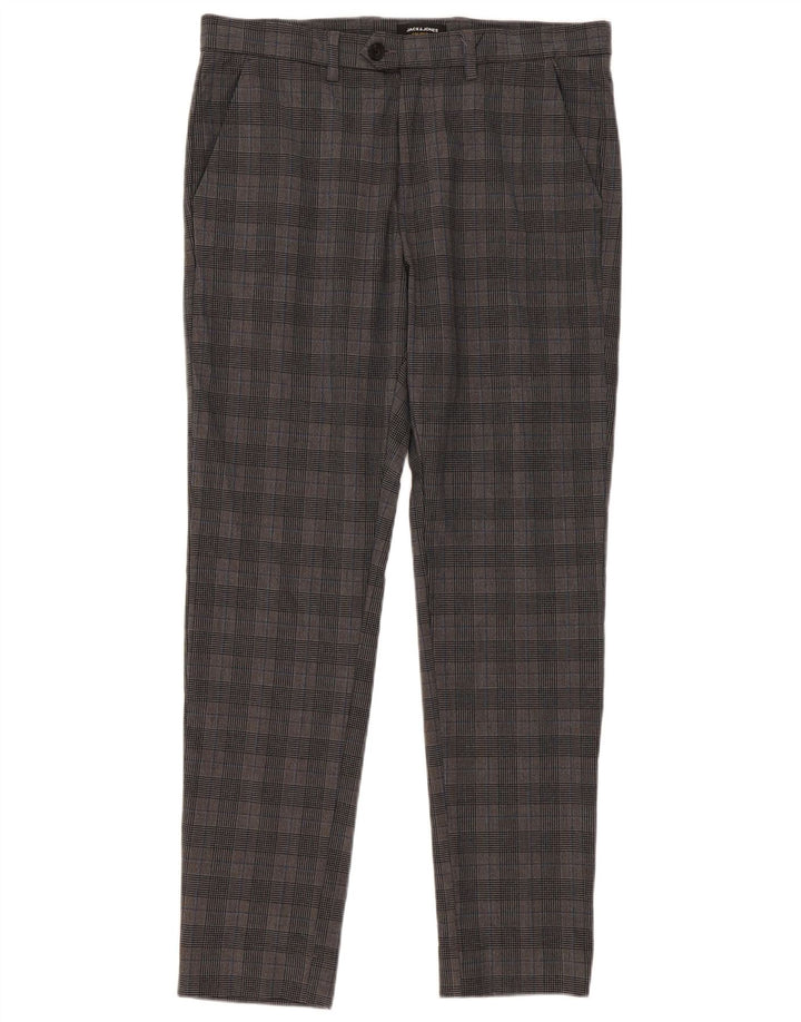 Мужские брюки узкого кроя Jack & Jones W33 L32 серые в клетку