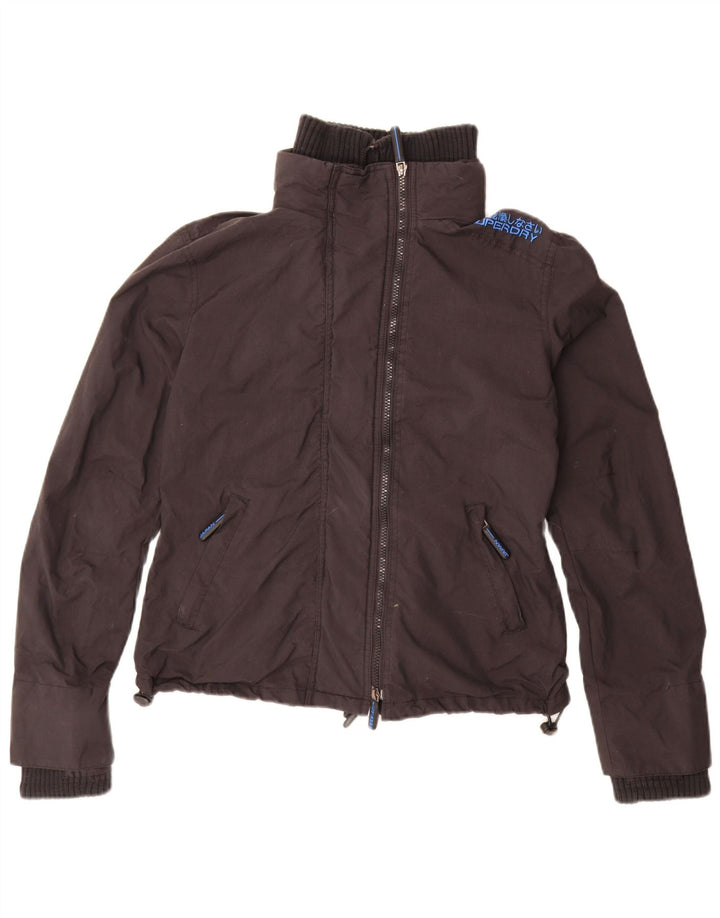 SUPERDRY Женская дождевик с графическим рисунком UK 16, большой черный нейлон